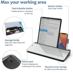 Audio-Visual Direct - Glass Desktop Computer Keyboard Whiteboard Notepad Set