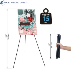 Audio-Visual Direct Lightweight Steel Telescoping Art Display Easel, Collapsible, 65 inches