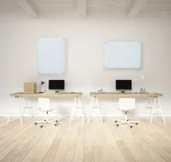 Audio-Visual Direct Magnetic White Glass Dry-Erase Board Set Includes Magnets, Hardware & Marker Tray