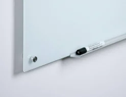 Audio-Visual Direct Magnetic White Glass Dry-Erase Board Set Includes Magnets, Hardware & Marker Tray