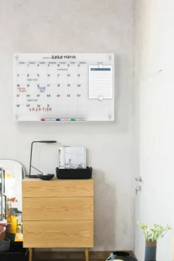Audio-Visual Direct Magnetic Calendar Glass Dry Erase Board Set - Monthly Planner