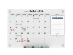 Audio-Visual Direct Magnetic Calendar Glass Dry Erase Board Set - Monthly Planner
