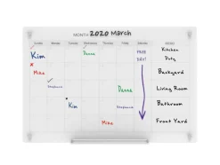 Audio-Visual Direct Magnetic Calendar Glass Dry Erase Board Set - Monthly Planner
