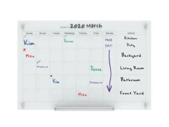 Audio-Visual Direct Magnetic Calendar Glass Dry Erase Board Set - Monthly Planner