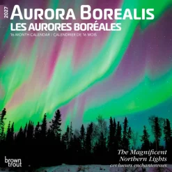 Aurora Borealis | 2027 7 x 14 Inch (Hanging) Monthly Mini Wall Calendar | English/French Bilingual