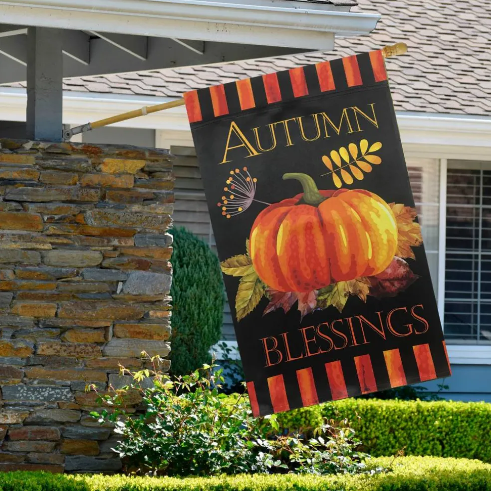 40" Autumn Blessings & Pumpkin Garden Flag
