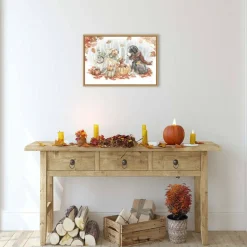 Autumn Dogs I by Mary Urban Framed Canvas Wall Art