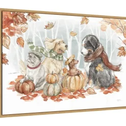 Autumn Dogs I by Mary Urban Framed Canvas Wall Art