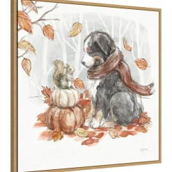 Autumn Dogs III by Mary Urban Framed Canvas Wall Art