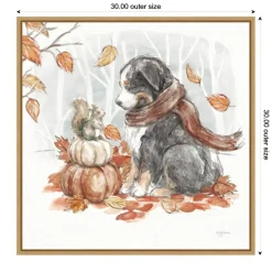 Autumn Dogs III by Mary Urban Framed Canvas Wall Art