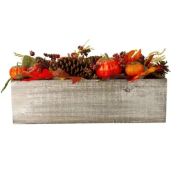 24" Autumn Harvest Maple Leaf & Berry Arrangement in Wooden Box