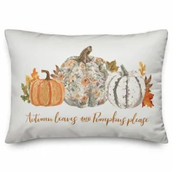Autumn Leaves and Pumpkins Please Indoor/Outdoor Pillow