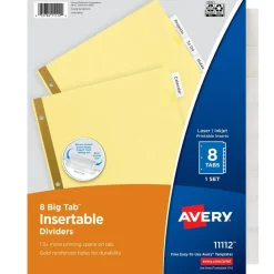 Avery Big Tab Insertable Dividers, Buff Paper, Clear Tabs, 8-Tab Set (11112) - 48 Pack