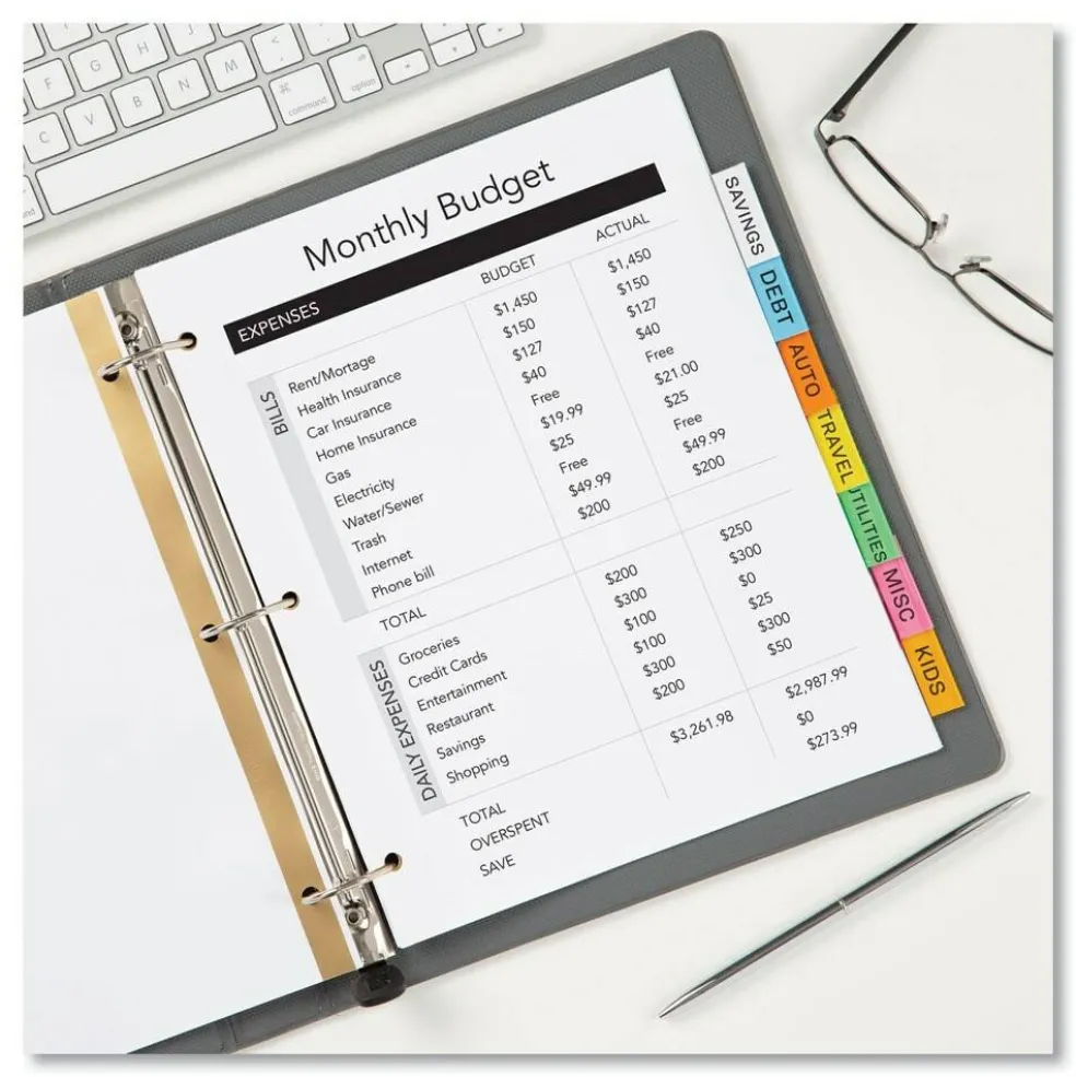 Avery Big Tab 11 in. x 8.5 in. 8-Tab Double-Sided Gold Edge Reinforcing Insertable Dividers - Assorted (1-Set)