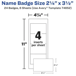Avery Customizable Name Badges with Pins, 2.25