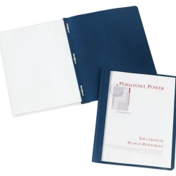 Avery Durable Clear Front Report Covers, 3 Double-Prong Fasteners, Holds up to 25 Sheets, 25 Blue Covers (47961)