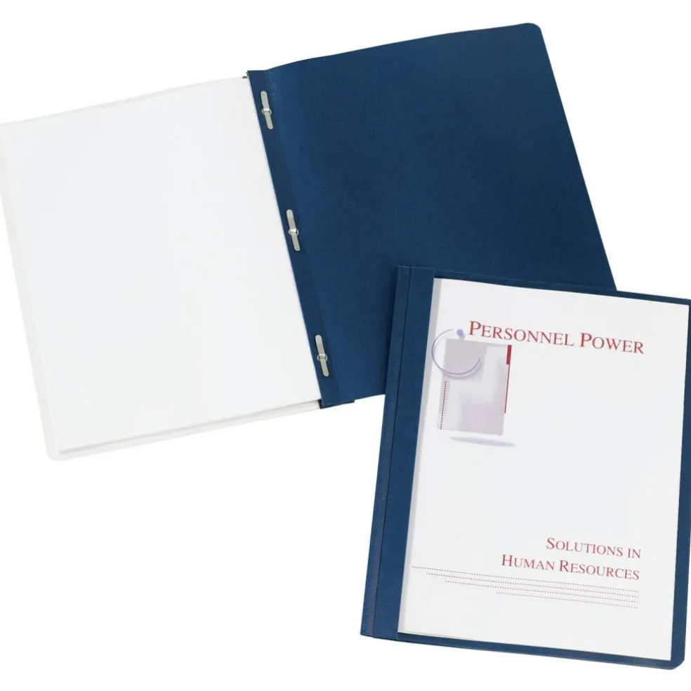 Avery Durable Clear Front Report Covers, 3 Double-Prong Fasteners, Holds up to 25 Sheets, 25 Blue Covers (47961)
