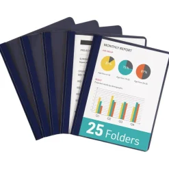 Avery Durable Clear Front Report Covers, 3 Double-Prong Fasteners, Holds up to 25 Sheets, 25 Blue Covers (47961)