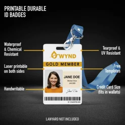 Avery Durable Tall ID Badges for Lanyards, Laser Printable on Both Sides, Blank White, 80 Total, 3.375" x 2.125" (61612)