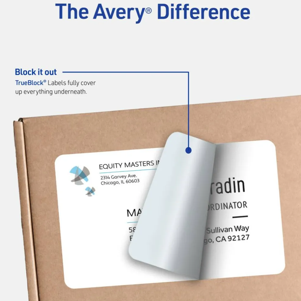 Avery Full-Sheet Printable Shipping Labels, 8.5" x 11" Customizable Stickers, White, 25 Blank Mailing Labels (8165)