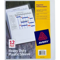 Avery Heavy Duty Plastic Document Sleeves, Holds up to 25 Sheets, 12 Clear Sleeves (72611)
