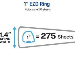 Avery Heavy-Duty View 3 Ring Binder, 1" One Touch EZD Rings, 275-Sheet Capacity, 1.4 Inch Wide Spine, Great for Home, School Supplies, Office, or Organization Needs, 1 White Binder (79199)