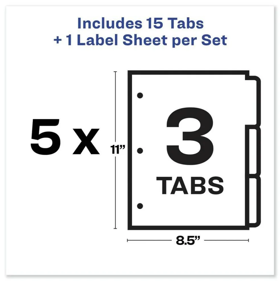 Avery Index Maker 11 in. x 8.5 in. 3-Tab Print and Apply Clear Label Dividers - White/White Tabs (5/Pack)