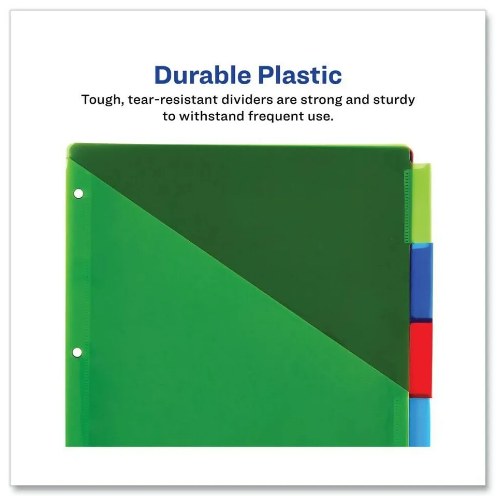 Avery Insertable 5-Tab 11-1/8 in. x 9-1/4 in. Big Tab Plastic Dividers with Two Pockets - Multicolor (1-Set)