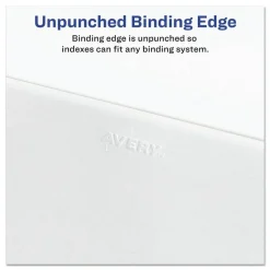 Avery 11 in. x 8.5 in. 26-Tab E Avery Style Preprinted Legal Exhibit Side Tab Index Dividers - White (25/Pack)