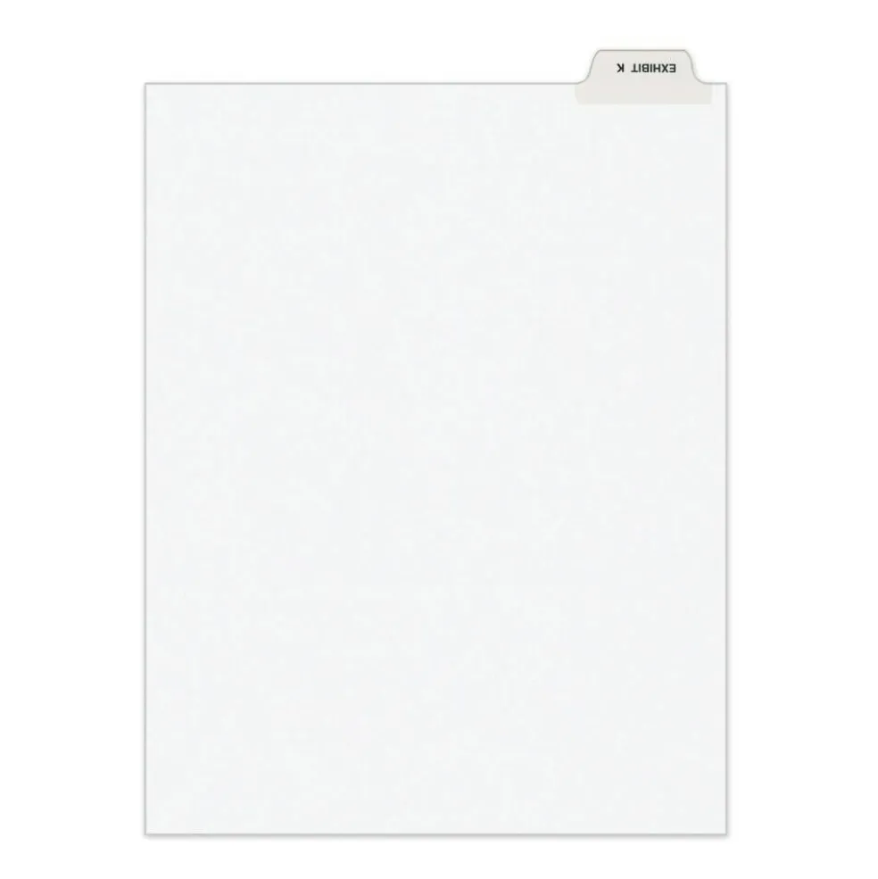 Avery 11 in. x 8.5 in. 26-Tab Exhibit K Avery-Style Preprinted Legal Bottom Tab Divider - White (25/Pack)