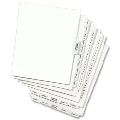 Avery 11 in. x 8.5 in. 26-Tab Exhibit K Avery-Style Preprinted Legal Bottom Tab Divider - White (25/Pack)