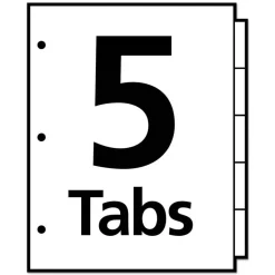 Avery 11 in. x 8.5 in. 5-Tab Write and Erase Big Tab Paper Dividers - White, Assorted Tabs (1 Set)