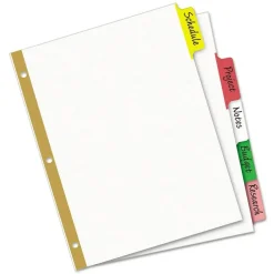 Avery 11 in. x 8.5 in. 5-Tab Write and Erase Big Tab Paper Dividers - White, Assorted Tabs (1 Set)