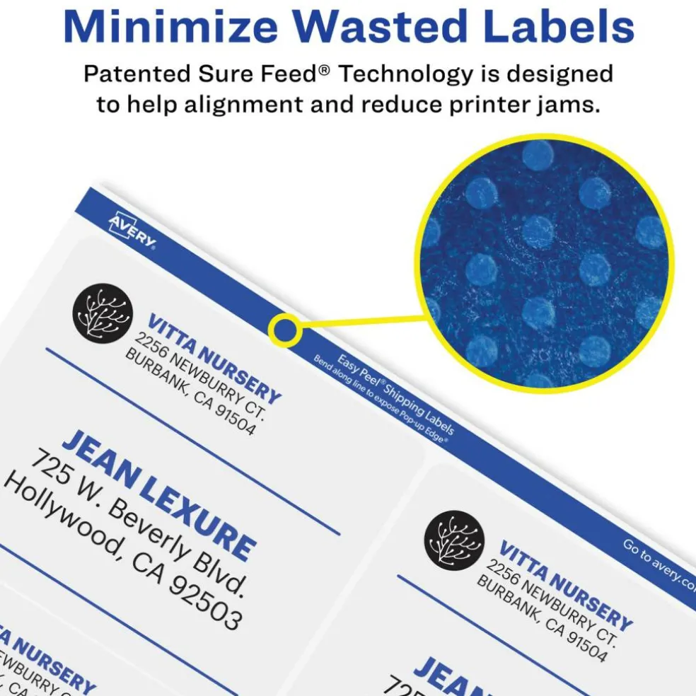 Avery Matte Clear Shipping Labels, Sure Feed Technology, Laser, 3-1/3" x 4", 60 Labels (15664)
