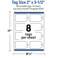 Avery Printable Arched Printable Tags, Sure Feed Technology, 2" x 3-1/2", Matte White Cardstock, Print-to-The-Edge, Laser/Inkjet Printable, 80 Total