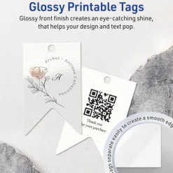Avery Printable Banner Rectangle Flag Tags, Sure Feed Technology, 1-1/2" x 2-1/3", Glossy White Cardstock, Print-to-The-Edge, Laser/Inkjet Printable, 150 Total