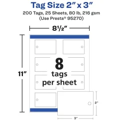 Avery Printable Matte White Tags with Strings, 2