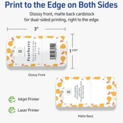 Avery Printable Perforated Rounded Rectangle Price Tags, Sure Feed Technology, 1-1/2" x 3", Glossy White Cardstock, Print-to-The-Edge, Laser/Inkjet Printable, 100 Total