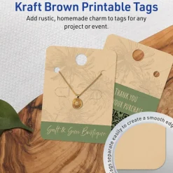 Avery Printable Rounded Rectangle Jewelry Tags, Sure Feed Technology, 1-1/2" x 2", Matte Kraft Brown Cardstock, Print-to-The-Edge, Laser/Inkjet Printable, 150 Total