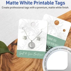 Avery Printable Rounded Rectangle Jewelry Tags, Sure Feed Technology, 1-1/2" x 2", Matte White Cardstock, Print-to-The-Edge, Laser/Inkjet Printable, 150 Total