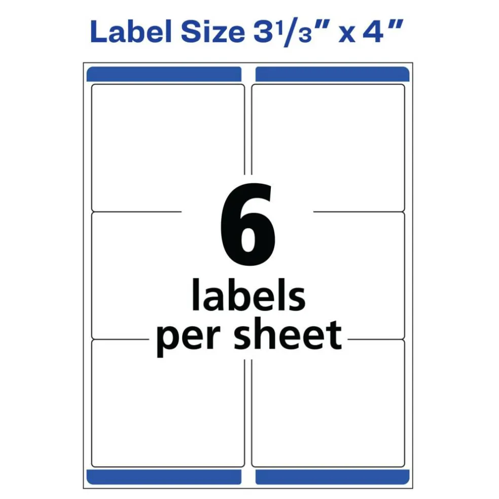 Avery Printable Shipping Labels with Sure Feed, 3-1/3" x 4", Matte Clear, 60 Blank Mailing Labels (18664)