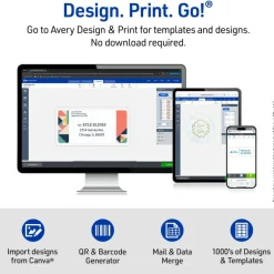 Avery Printable Shipping Labels, 8.5" x 11", Matte White, Inkjet Printer Compatible, 20 Blank Labels Total (8255)