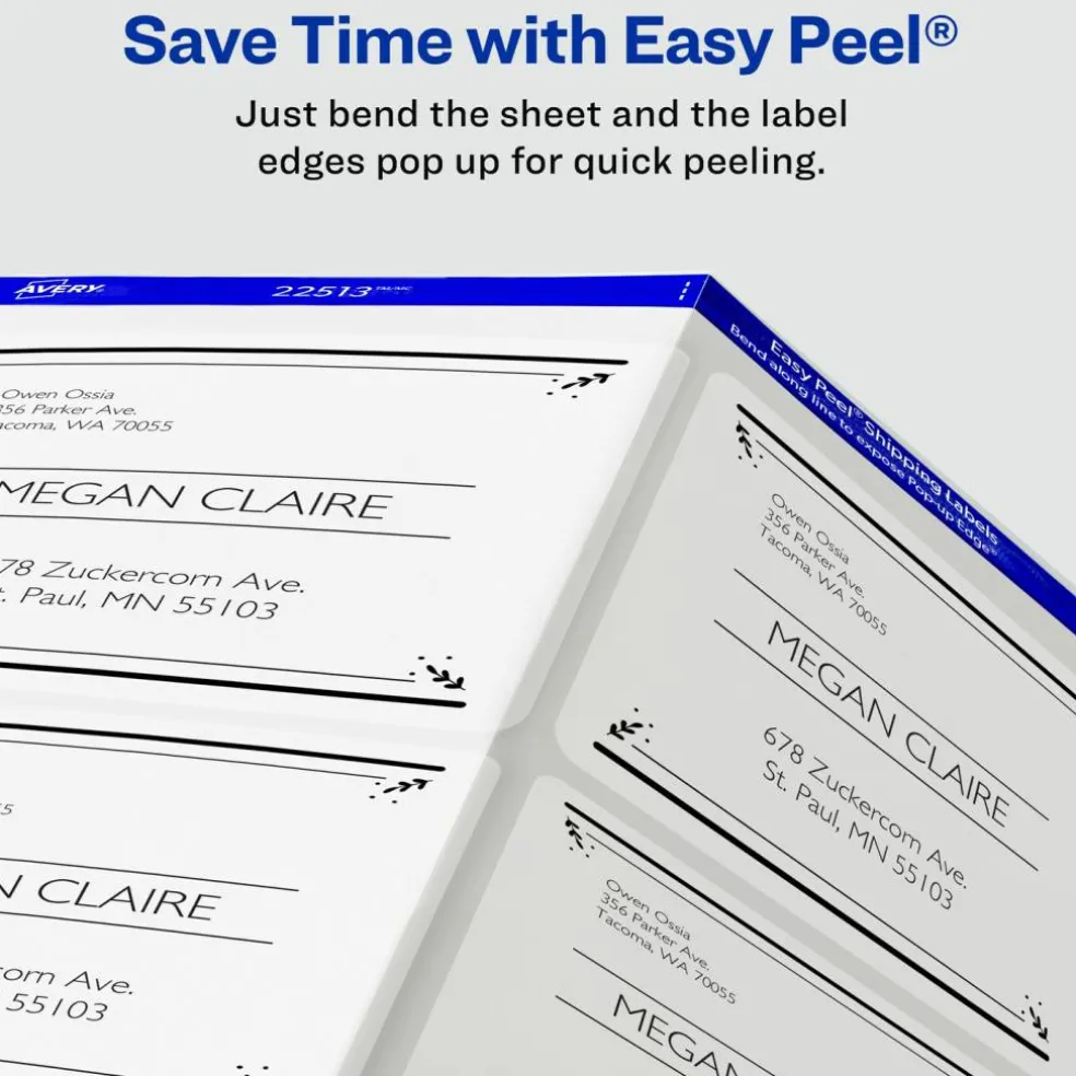 Avery Printable Shipping Labels with Sure Feed, 2" x 4", Matte Clear, 100 Blank Mailing Labels (15663)