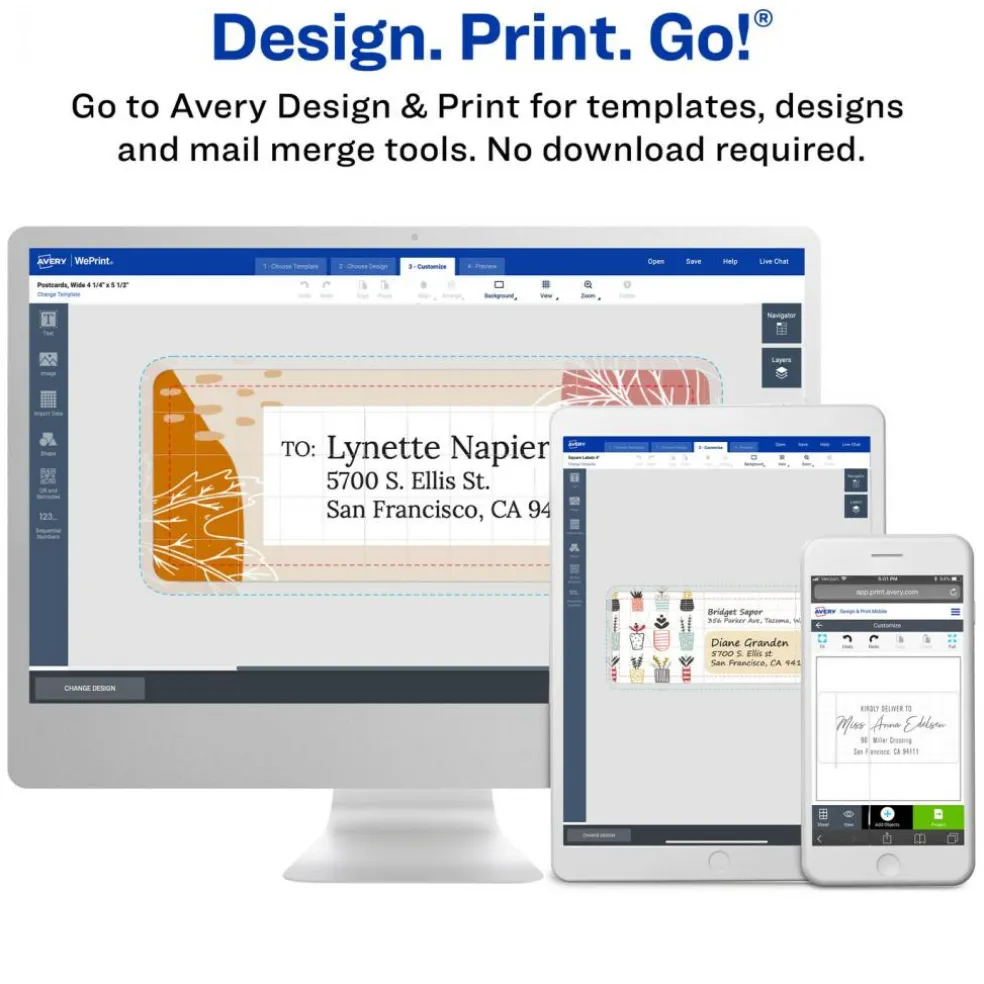 Avery Printable Shipping Labels with Sure Feed, 2" x 4", Matte Clear, 100 Blank Mailing Labels (15663)
