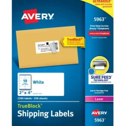 Avery Printable Shipping Labels with Sure Feed, 3.5