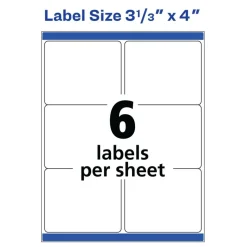 Avery Printable Shipping Labels with Sure Feed, 3-1/3