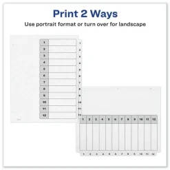 Avery Ready Index 11 in. x 8.5 in. 12-Tab Customizable TOC 1 to 12 Tab Dividers - Black/White (1-Set)