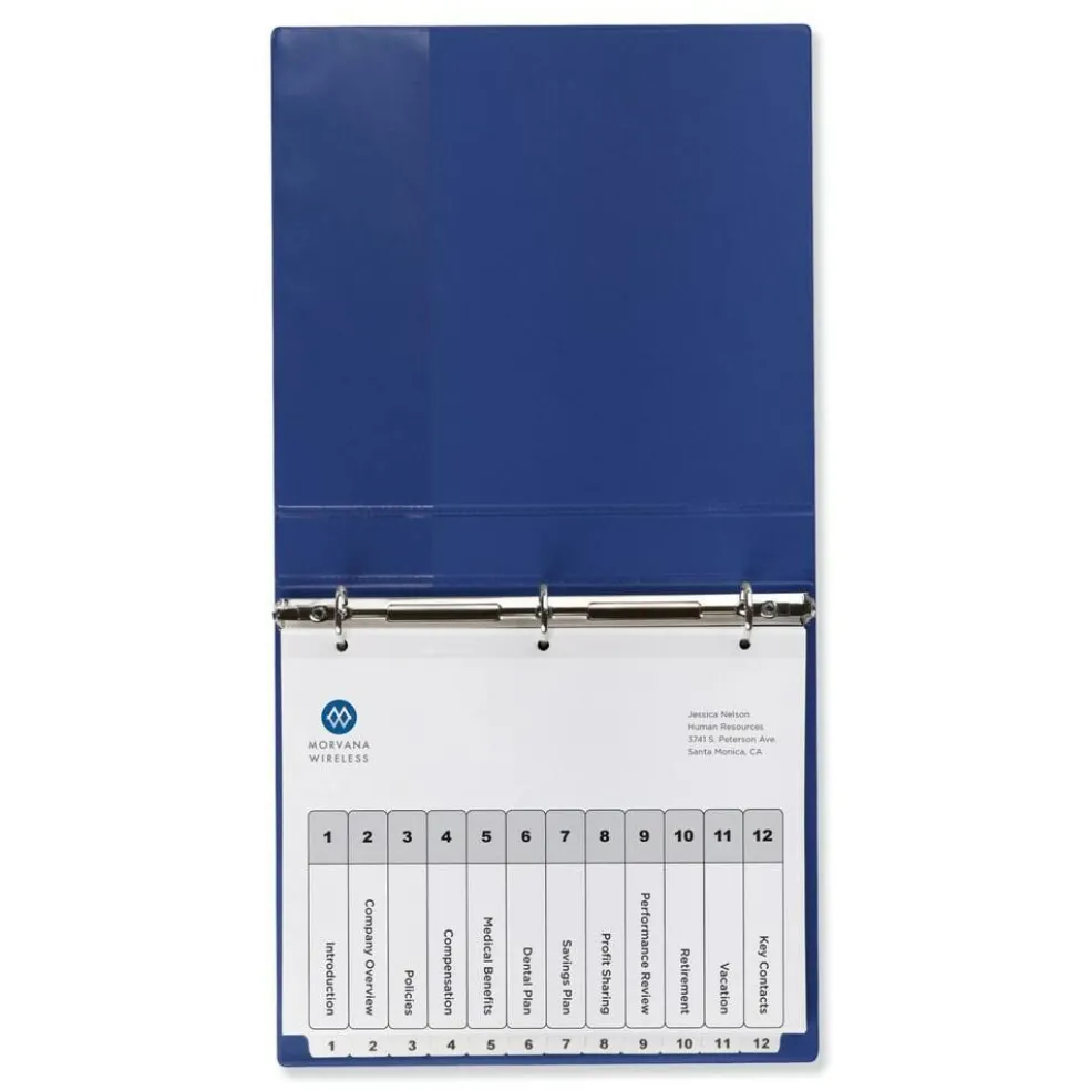 Avery Ready Index 11 in. x 8.5 in. 12-Tab Customizable TOC 1 to 12 Tab Dividers - Black/White (1-Set)