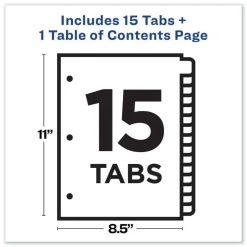 Avery 1 - 15 Tab 11 in. x 8.5 in. Customizable TOC Ready Index Divider Set - Multicolor (1 Set)