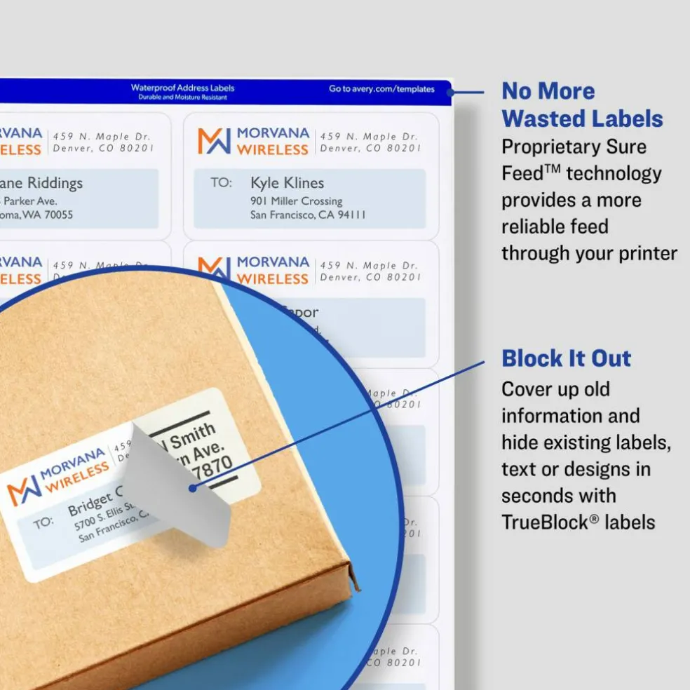 Avery TrueBlock Shipping Labels, Sure Feed Technology, Permanent Adhesive, 2" x 4", 500 Labels (8363)